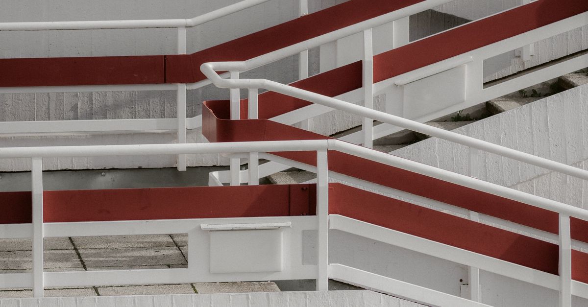 Stairs Railing Red Red and White Staircase · Free Stock Photo