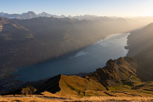 Lake Brienz Among the Mountains in the Light of the Setting Sun