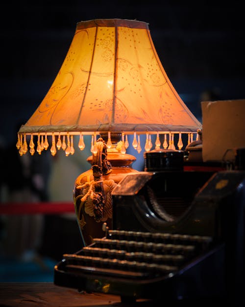Table Lamp by a Typewriter