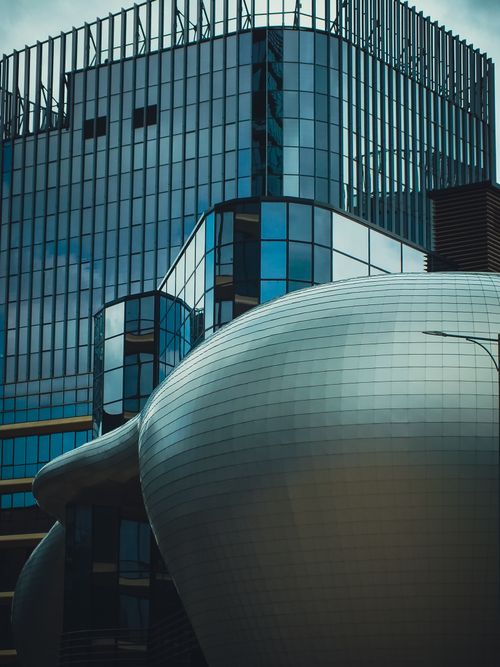 Free Modern architectural structures with futuristic design in Vilnius, Lithuania. Stock Photo