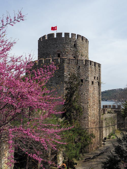 Rumeli Fortress with a Turkish Flag on Top 