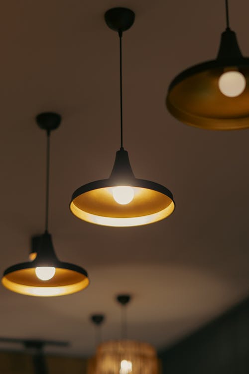 Glowing Lamps Hanging From the Ceiling