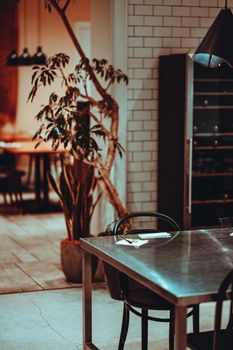 Stylish restaurant interior featuring modern decor and dining setup in Tokyo, Japan.