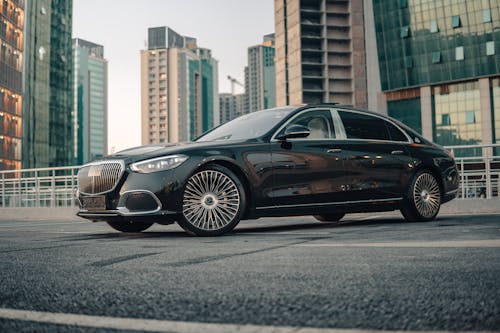  Mercedes-Maybach S Class on a Parking Lot in a Modern City 