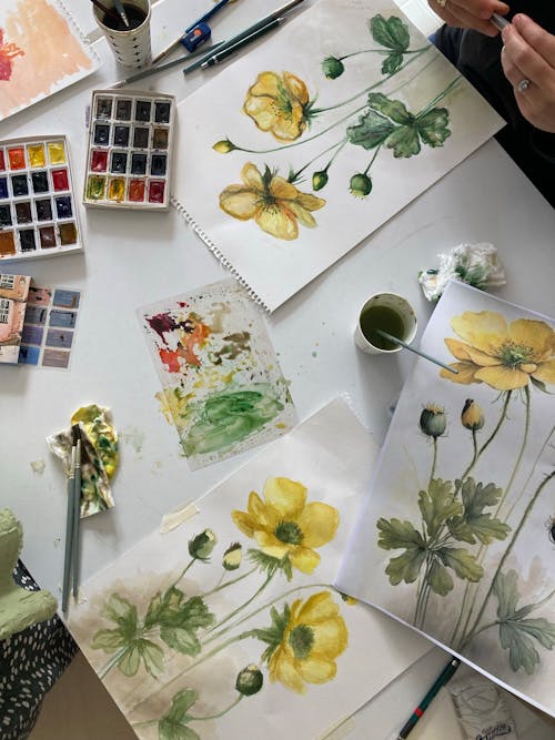 Flower Painting on a Table 