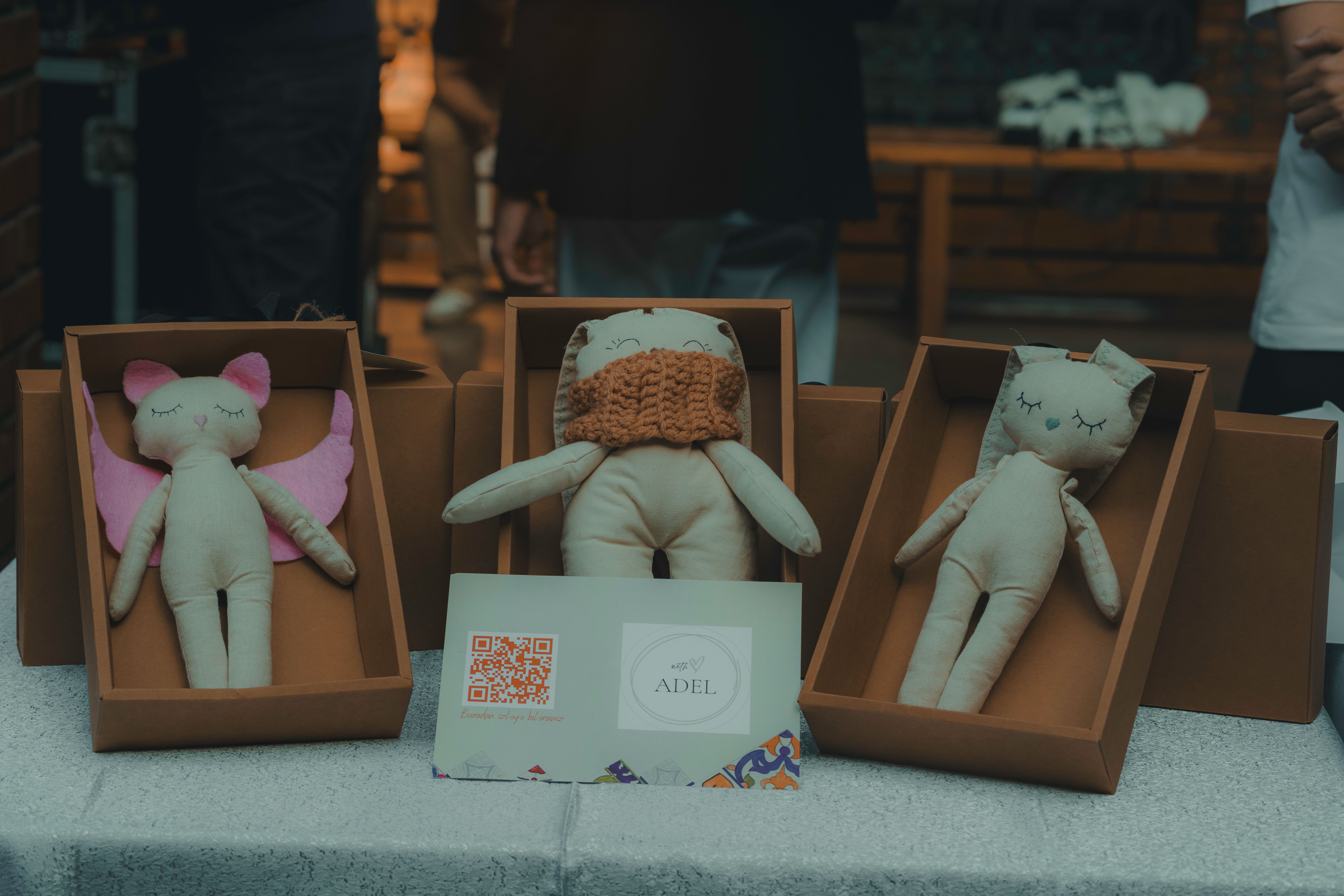 Various bear sizes and styles showcasing different fabric choices - memory bear pattern