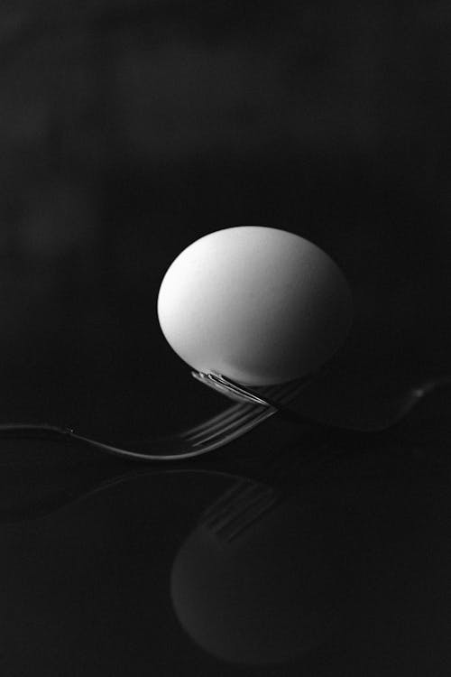 Egg on Forks in Black and White