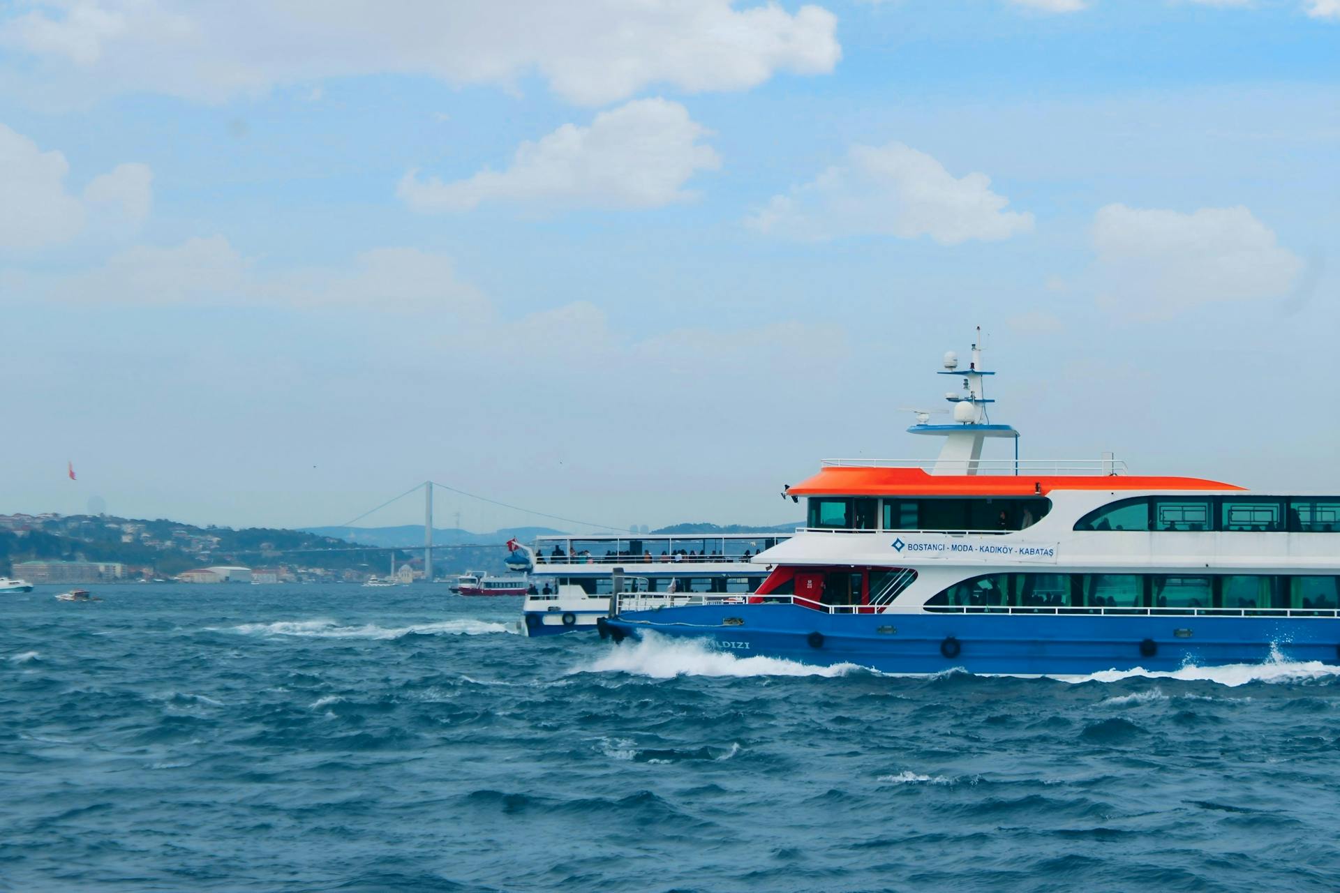 Passing Ferries on the Bosphorus Strait