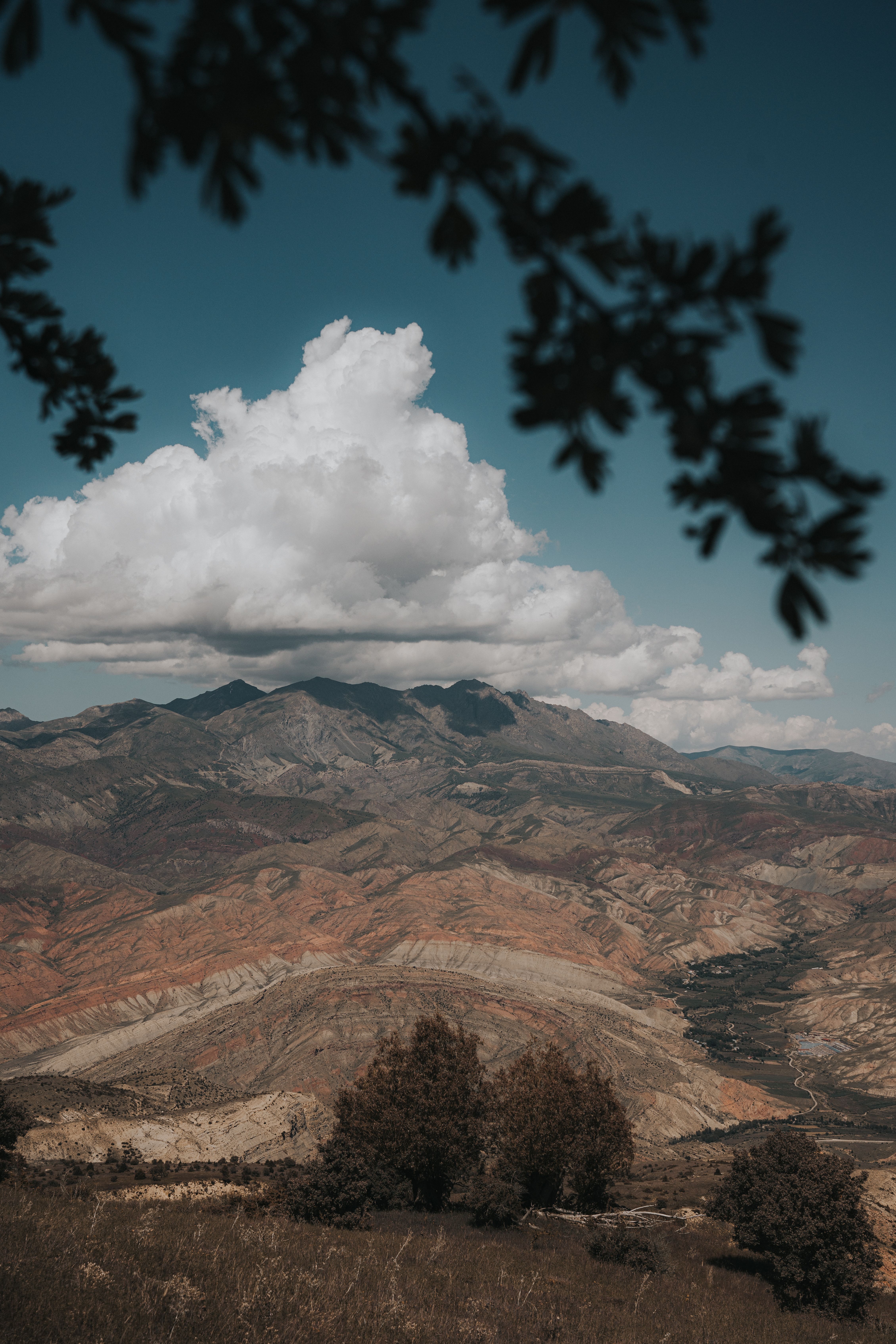Breathtaking view of mountains and valleys in Erzincan, Türkiye under a dramatic sky.