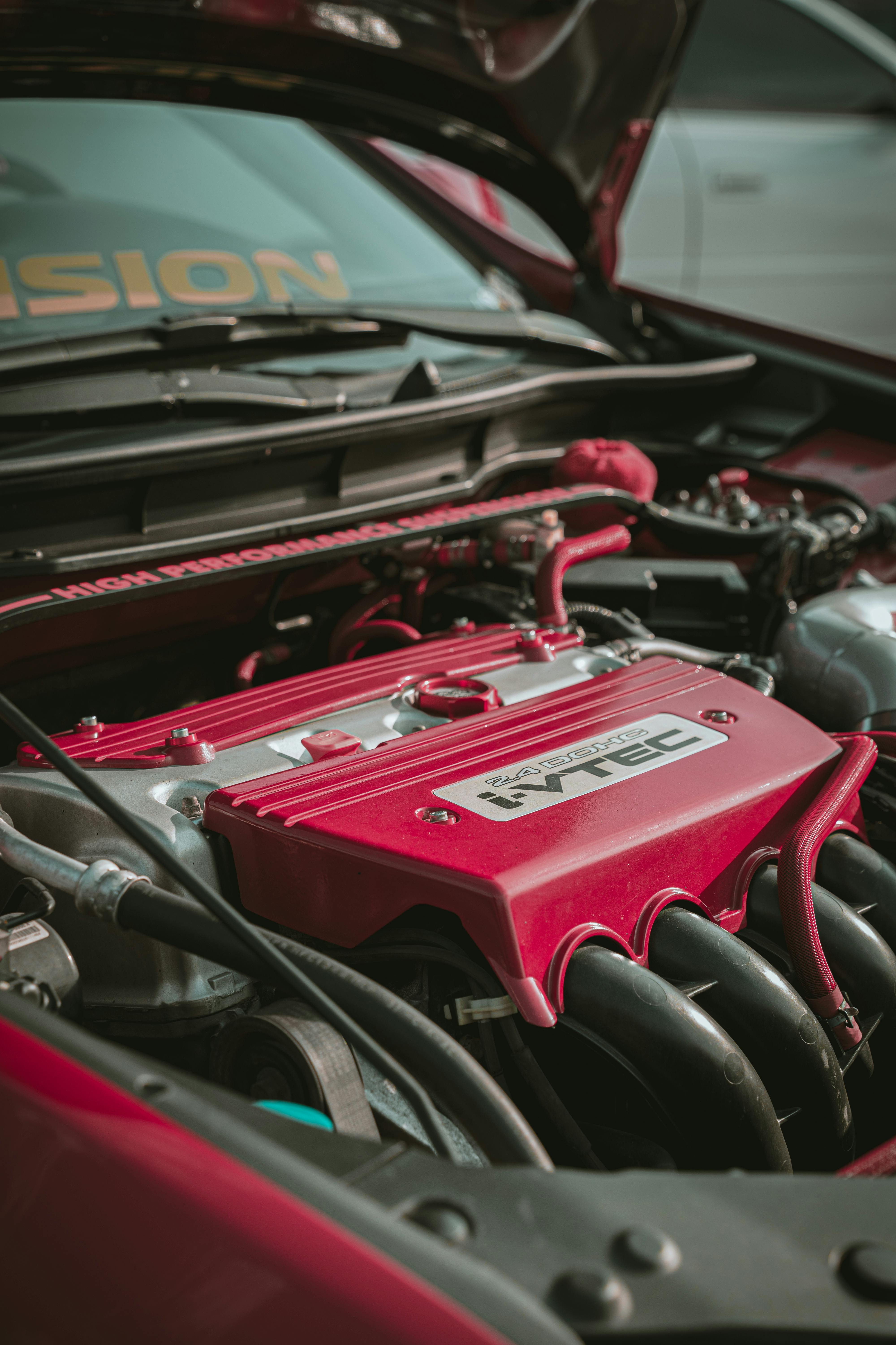 Red Car Engine Bay · Free Stock Photo