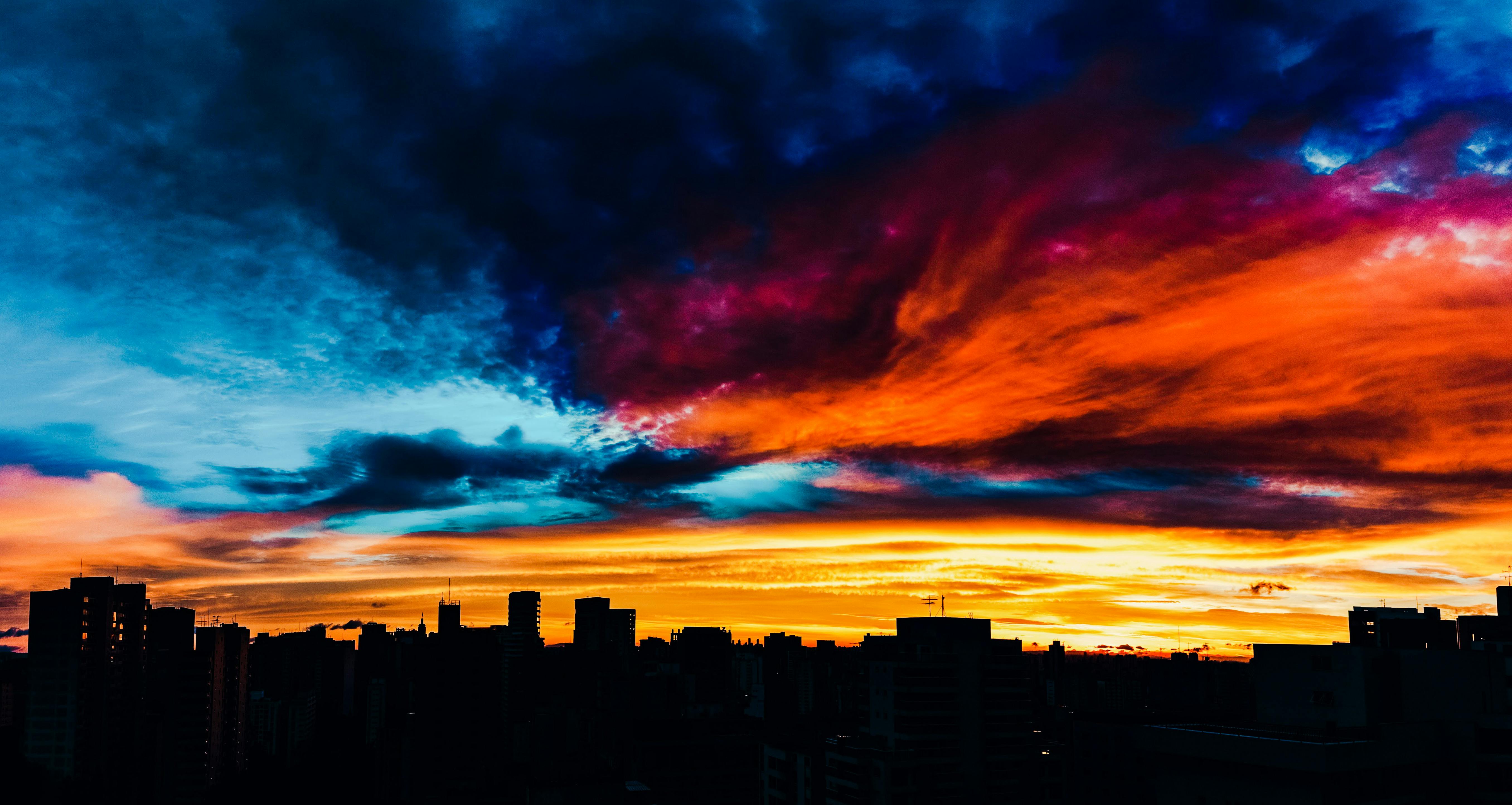 Free stock photo of city scape, colorful, dramatic sky