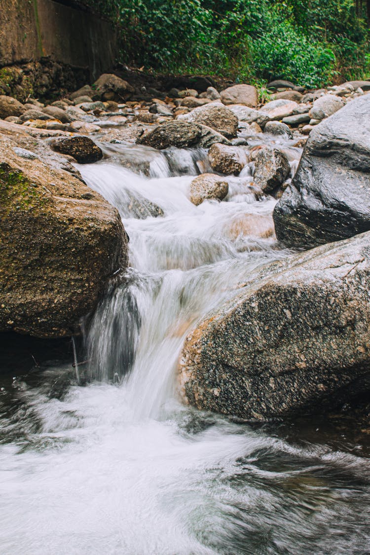 Waterfall Among Rocks 