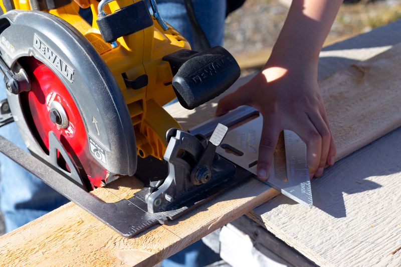 A circular saw cutting a wooden board — representative of the power tools that ship with CVM gears inside.