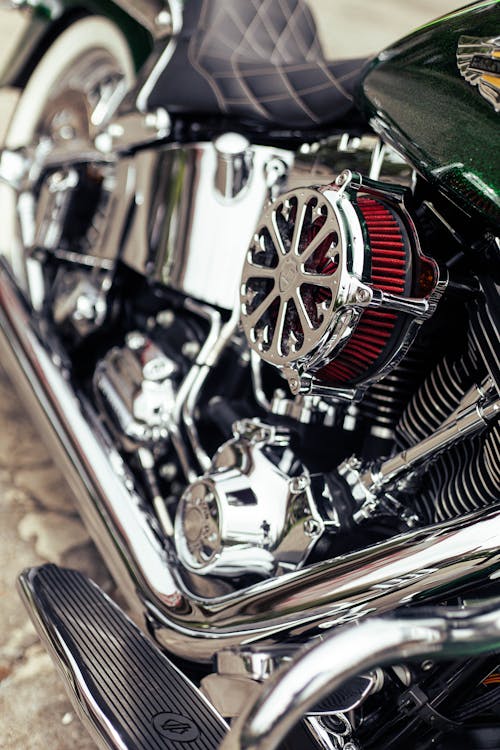 Close-Up Photo of a Harley-Davidson Motorcycle Engine