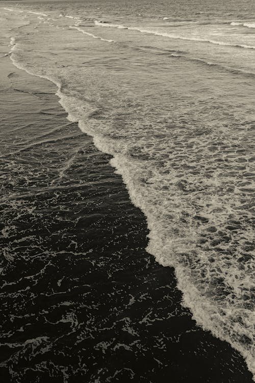 Sea Waves Flooding the Beach