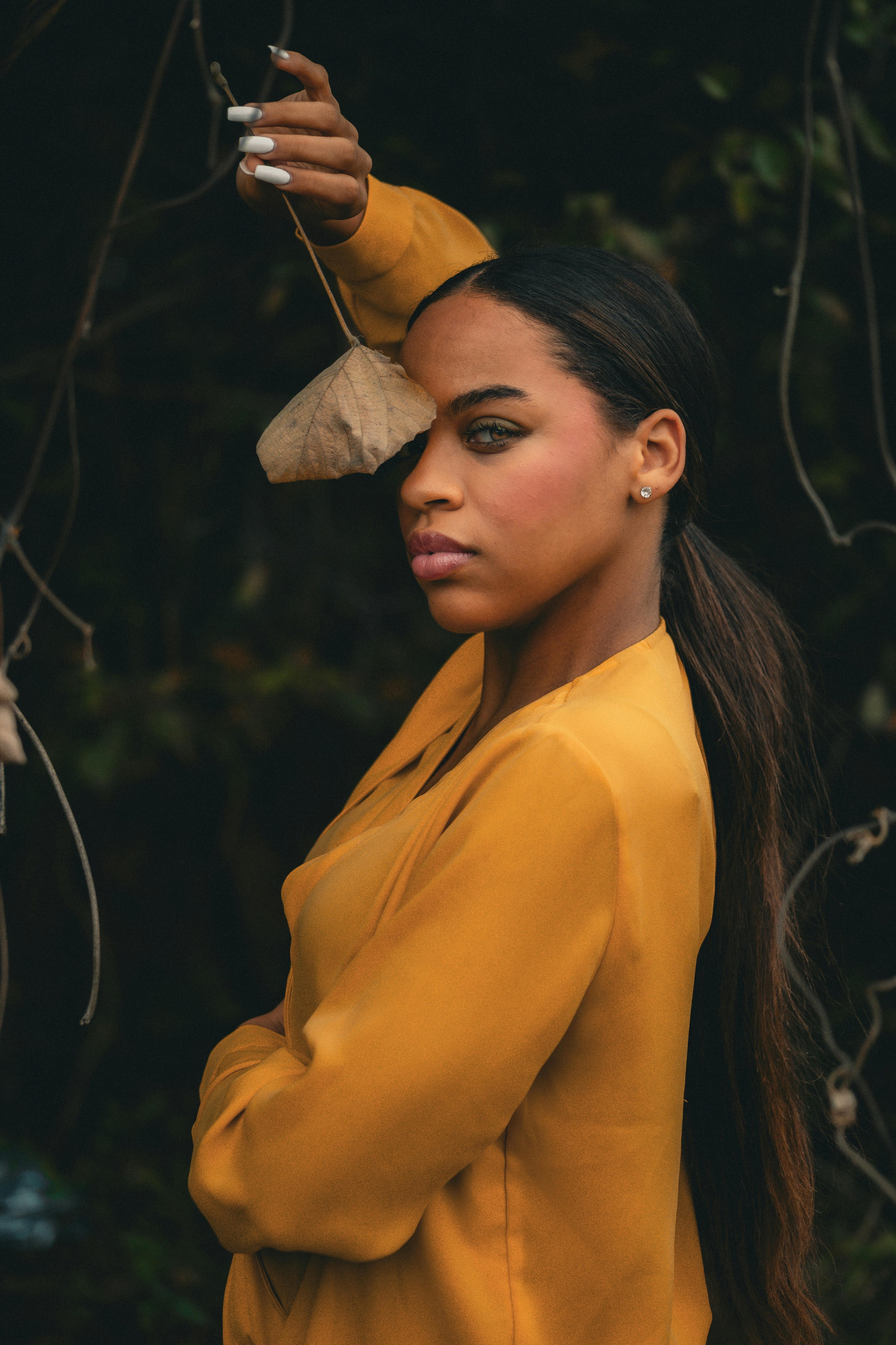 woman with yellow shirt