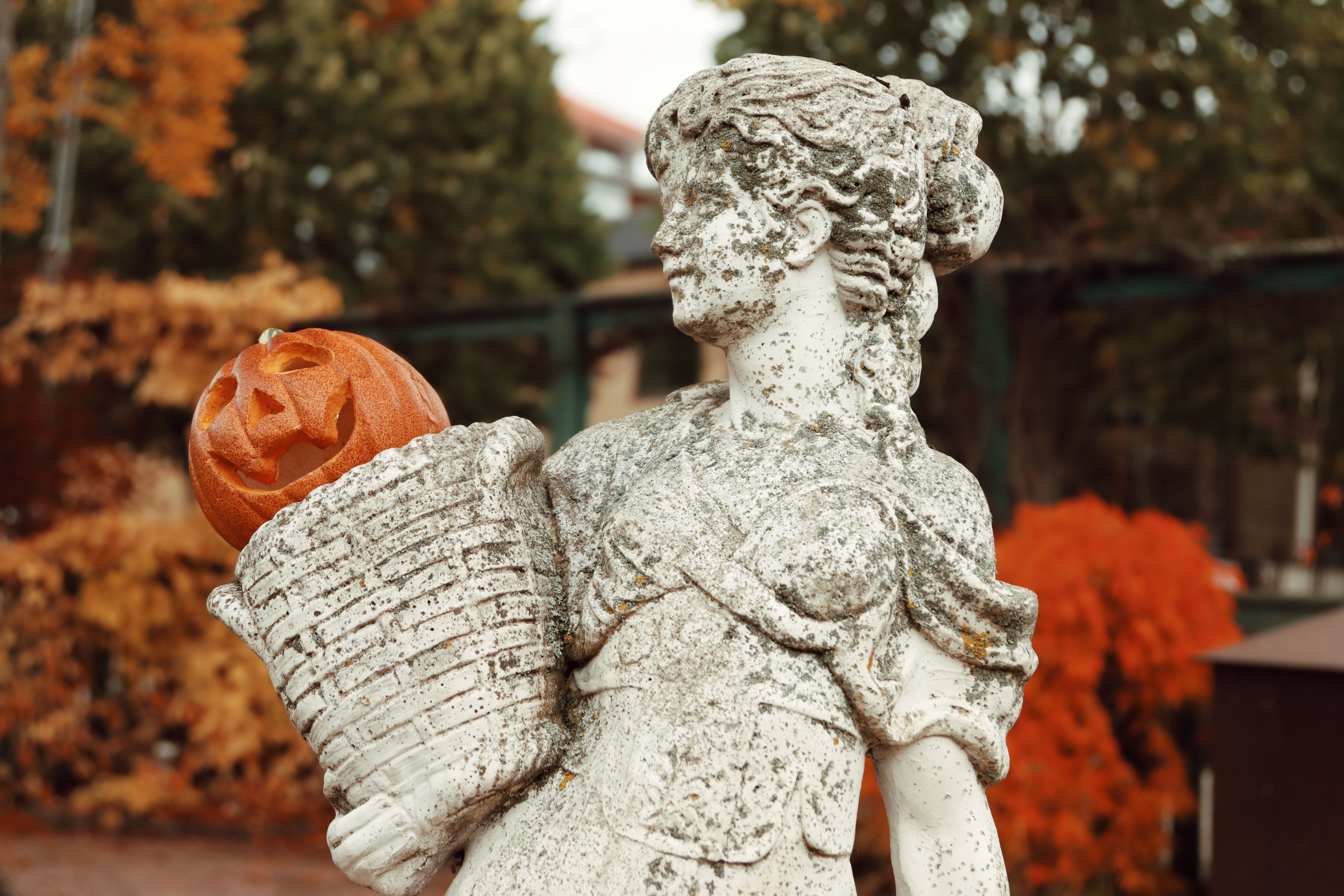 Decoración Halloween Jardín | 7 Piezas De Calabazas Fantasmas Y Esqueletos | 90 Cm, Resistente A La Intemperie