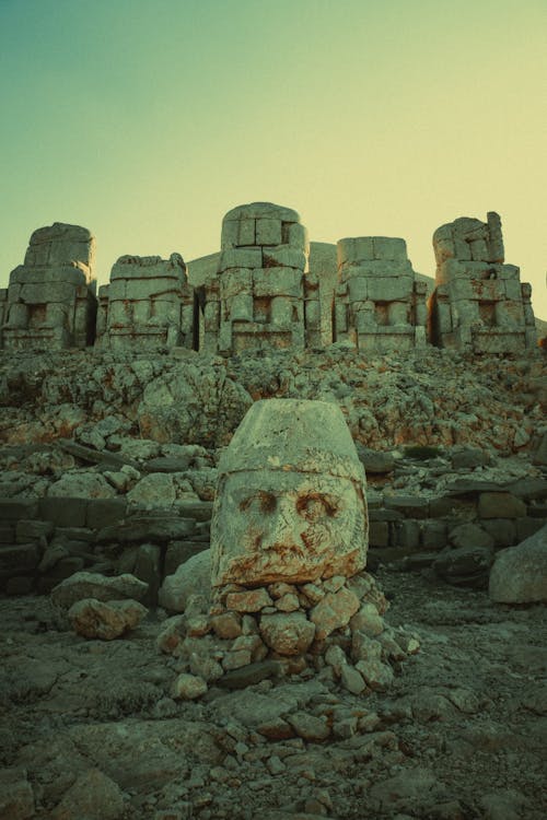 Ancient Sculptures on a Desert 
