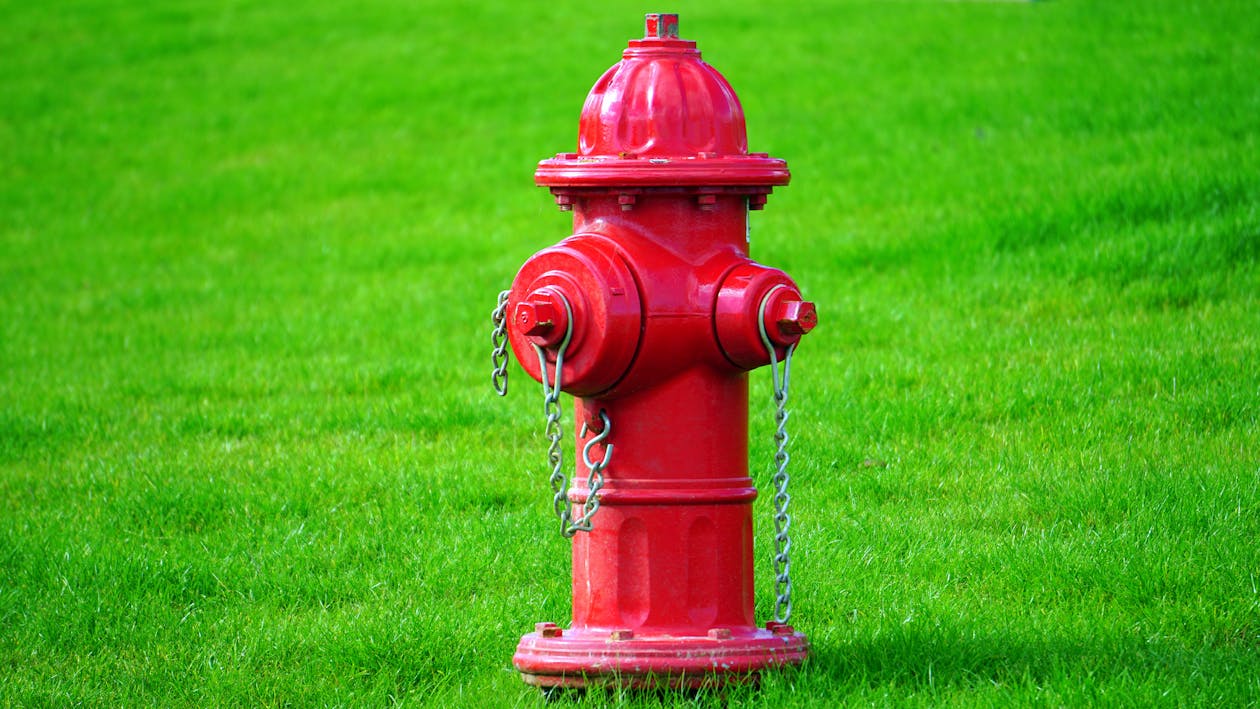 бесплатная Красный пожарный гидрант на поле зеленой травы Стоковое фото