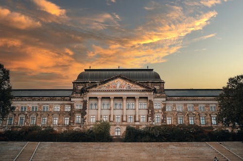 Facade of the Saxon State Ministry of Finance at Dusk