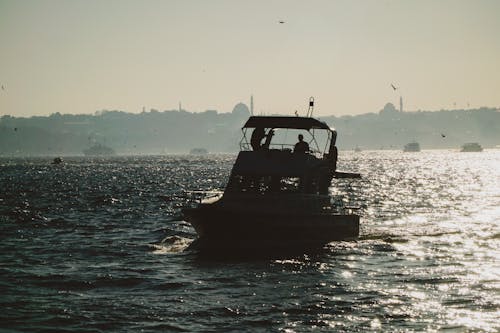 Motorboat on Bosporus in Istanbul