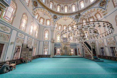 Ornamented Interior of Beylerbeyi Mosque in Istanbul