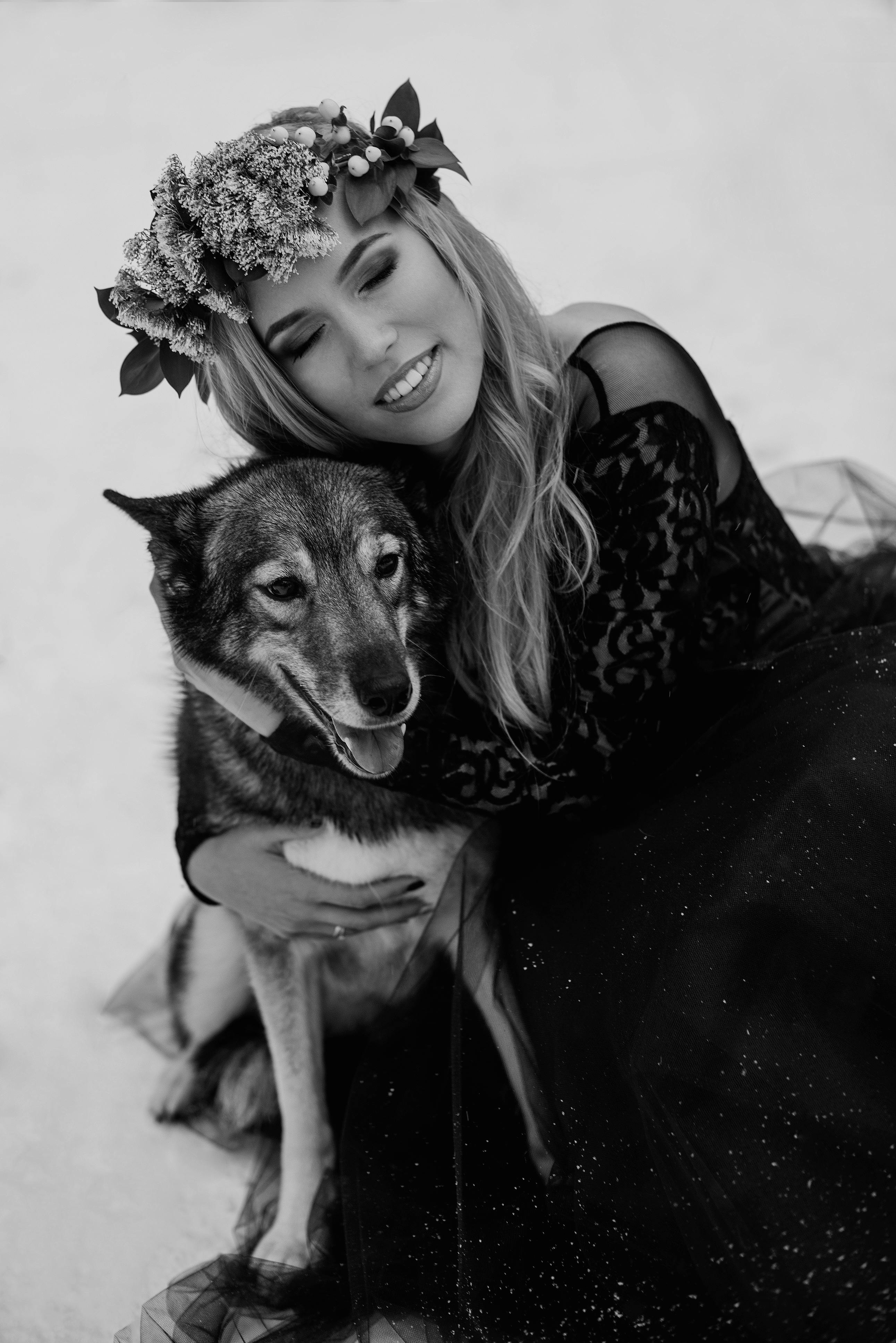 happy girl with dog friend