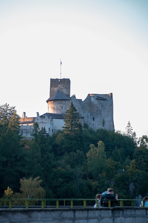  Old castle on the bank of the mountain by the lake in Czorsztyn, Jezioro Czorsztyńskie