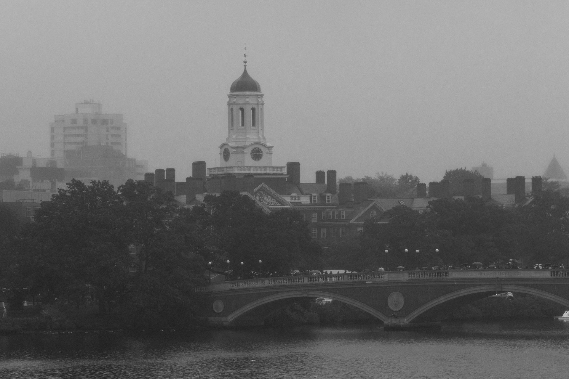 Dormitory Dunster House of Harvard University by Weeks Footbridge over Charles River
