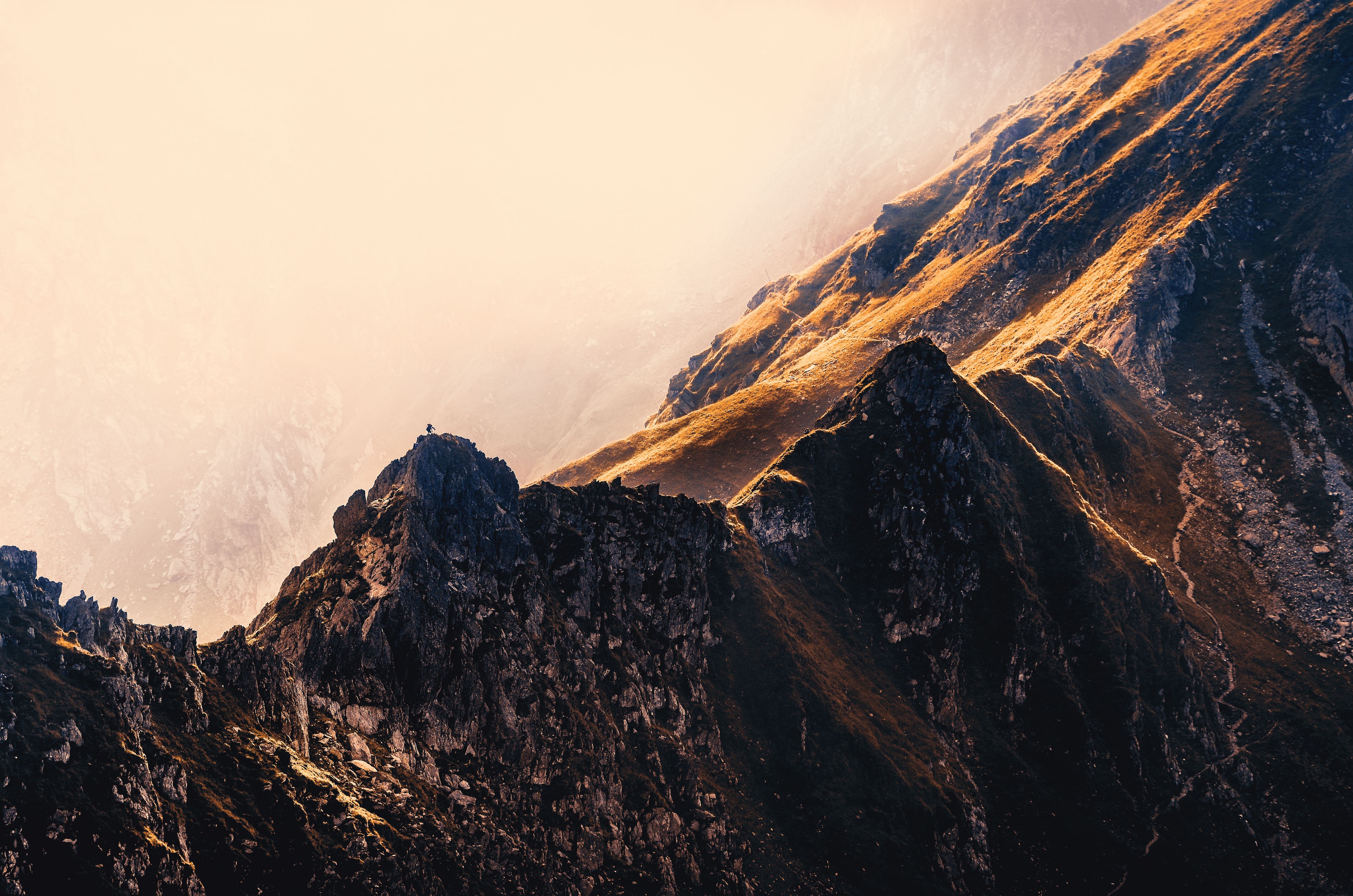 Cinematic artwork of mountains at sunset
