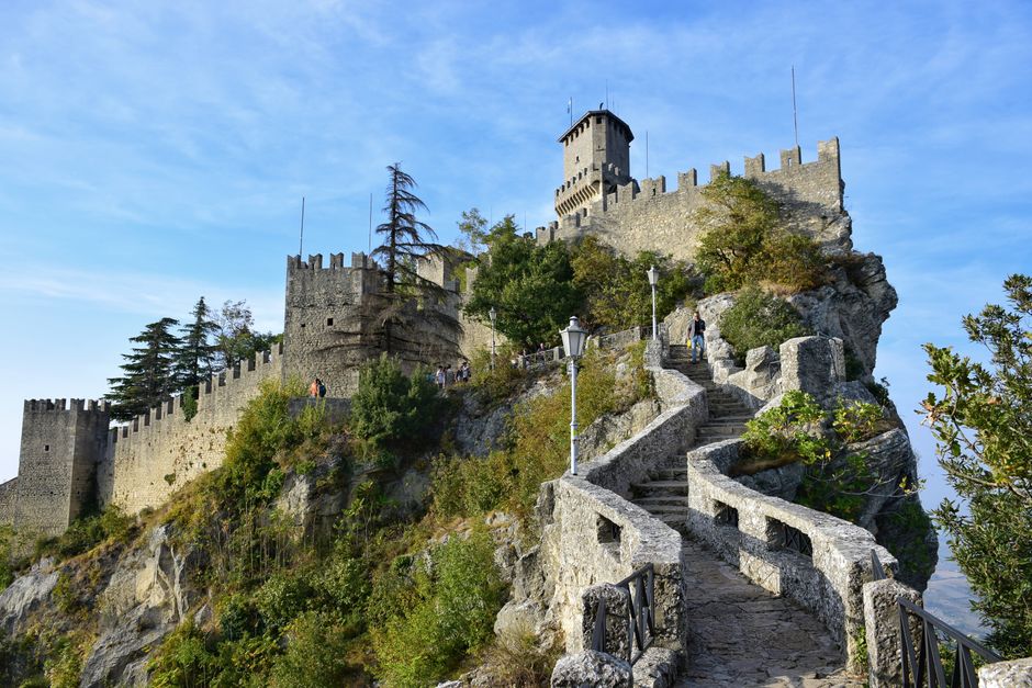 Explore Guaita Tower in San Marino, a stunning medieval fortress on a hilltop.