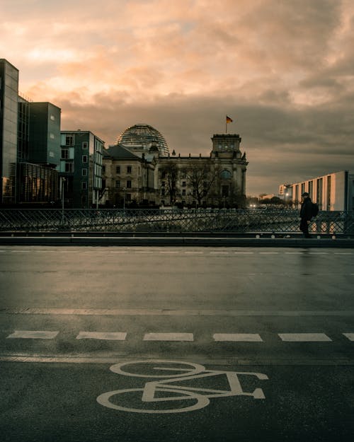 Empty Street in Berlin on Gloomy Day