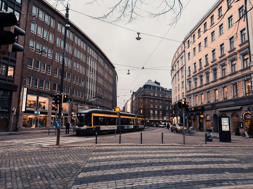 VR commuter train arriving at Helsinki Central Railway Station, Finland