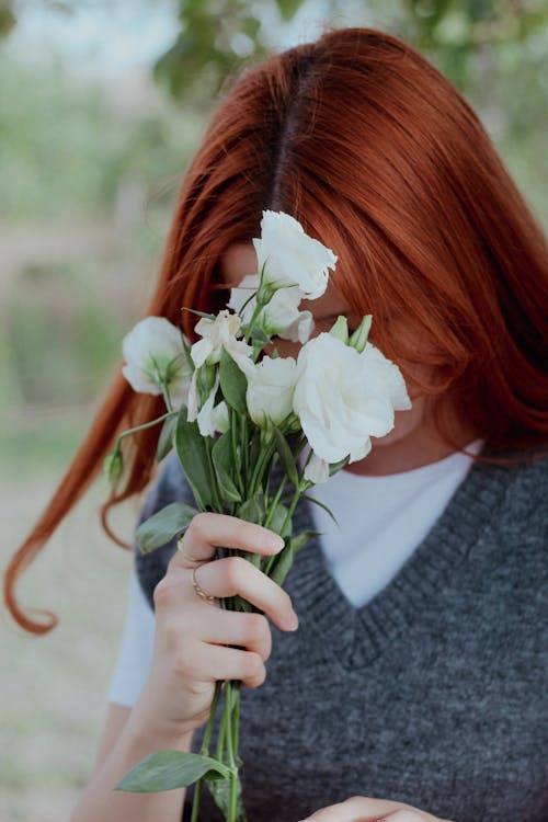 Woman with White Flowers