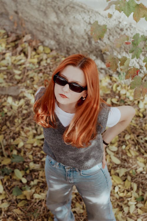 Redhead Girl Wearing Sunglasses 