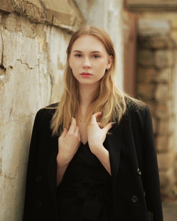 Girl Wearing a Black Jacket 