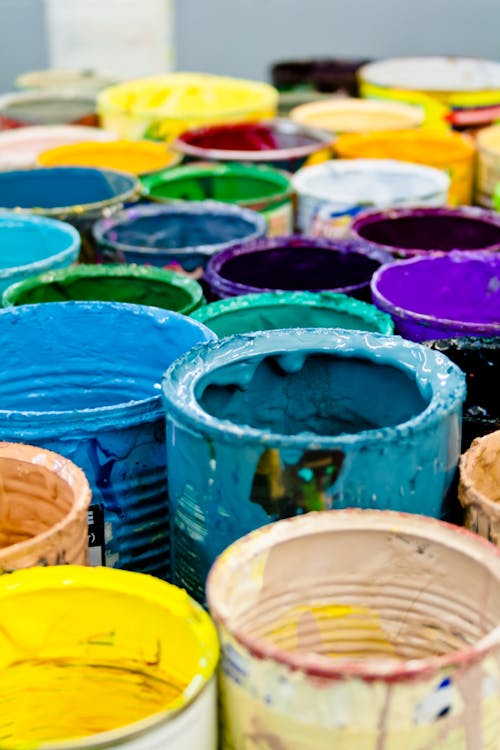 Free Assorted-color Paint Buckets Stock Photo