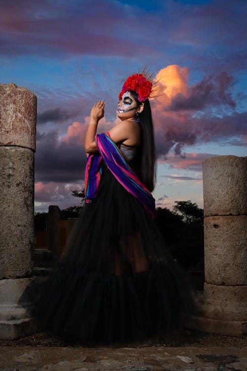 Woman in a Makeup and Costume for the Day of the Dead Celebrations in Mexico 
