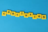 "Conclusion" Word Formed From Lettered Yellow Tiles