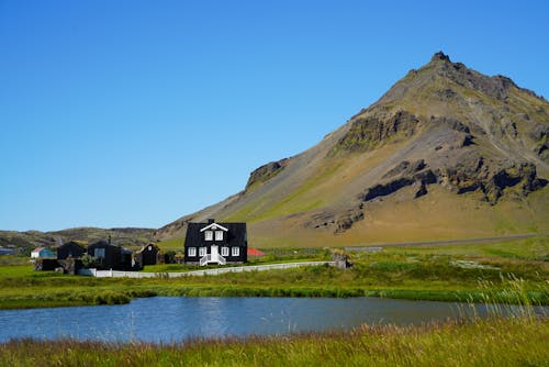 Village by Lake in Iceland