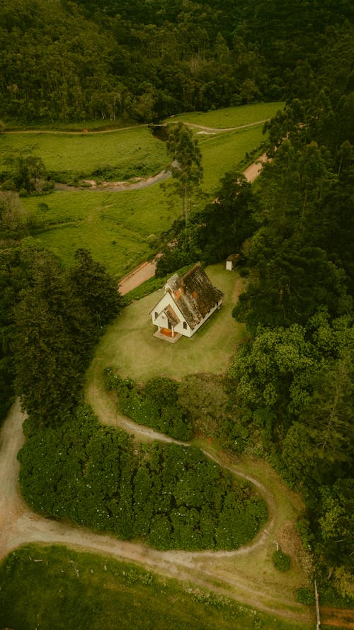 Aerial View of a House in the Countryside 