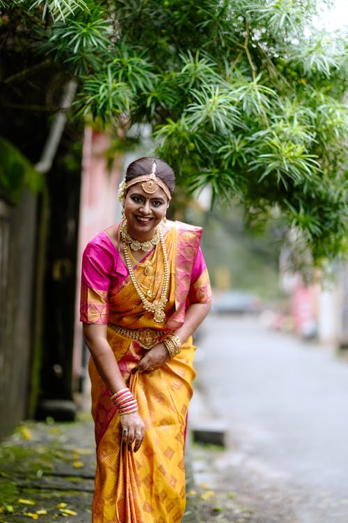 Smiling Woman in Traditional Clothing 