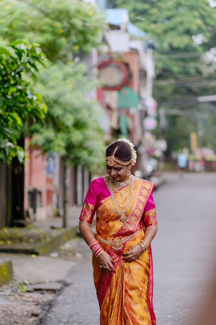 Traditional Bride On A Street In India 