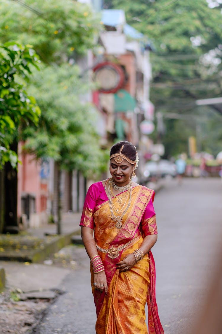 Traditional Bride On A Street In India 