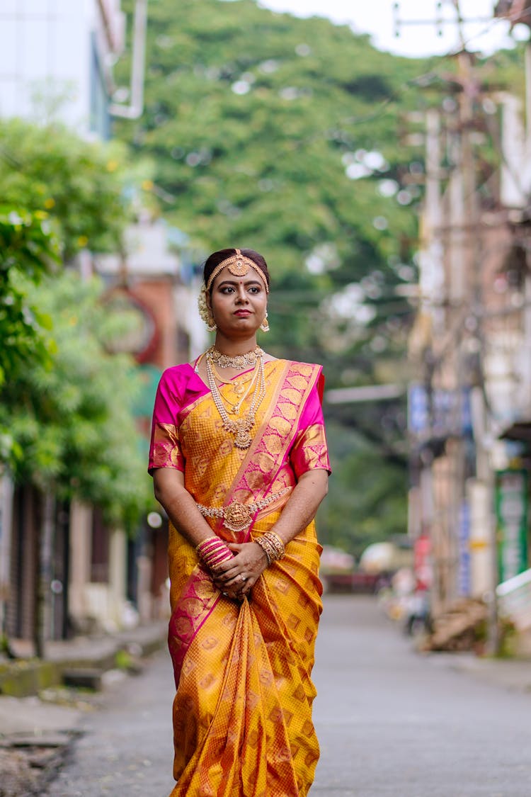 Traditional Bride On A Street In India 