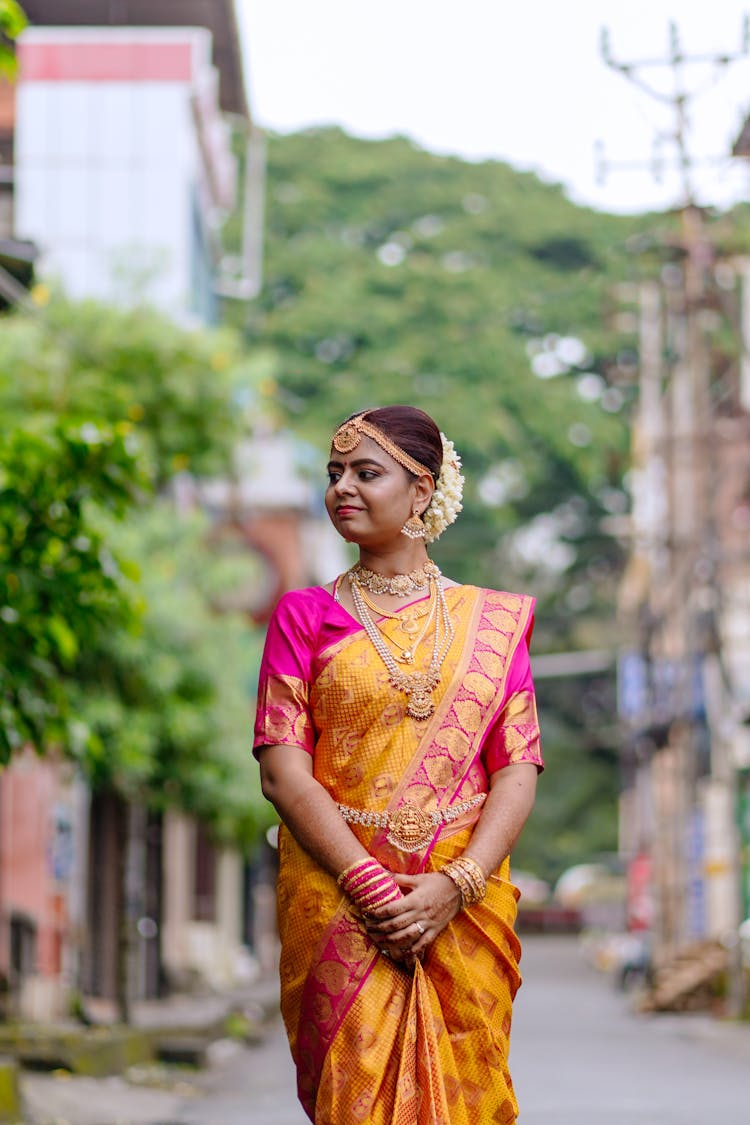 Traditional Bride On A Street In India 