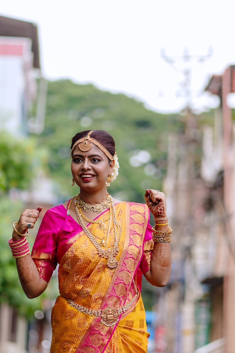 Traditional Bride On A Street In India 