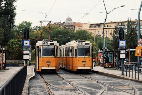 Yellow, Vintage Trams in Budapest