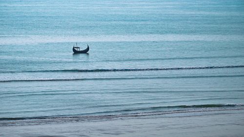 Lone boat on a calm sea