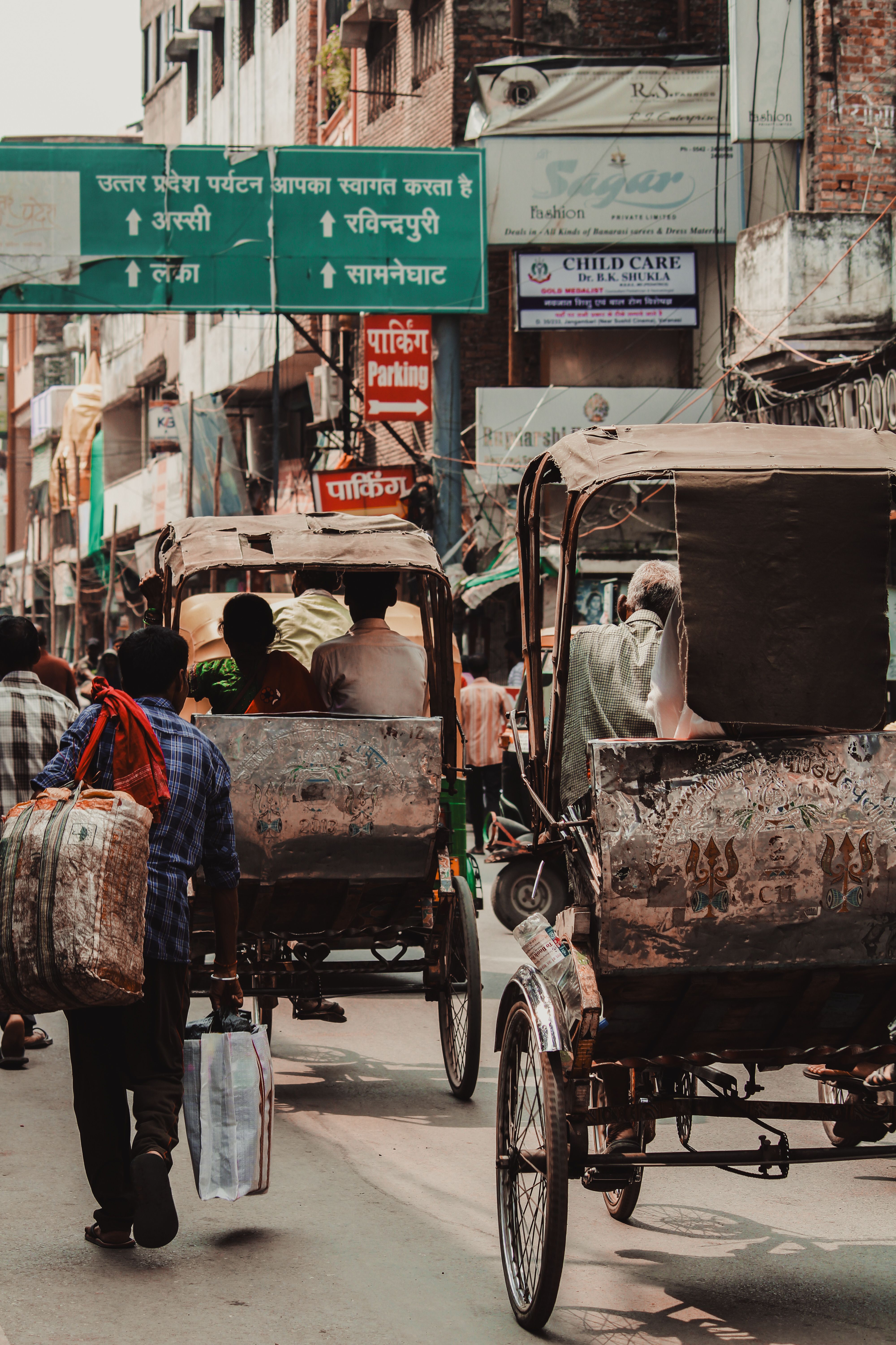 Rickshaws and Pedestrians on the Street of Varanasi India · Free Stock ...